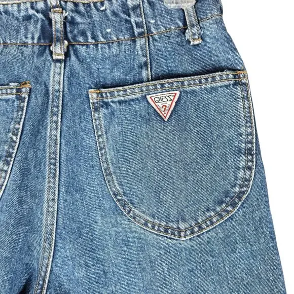 Vintage Guess Jeans Women 28 Pleated Tapered High Rise Made USA 80s Cotton Denim - Picture 9 of 11